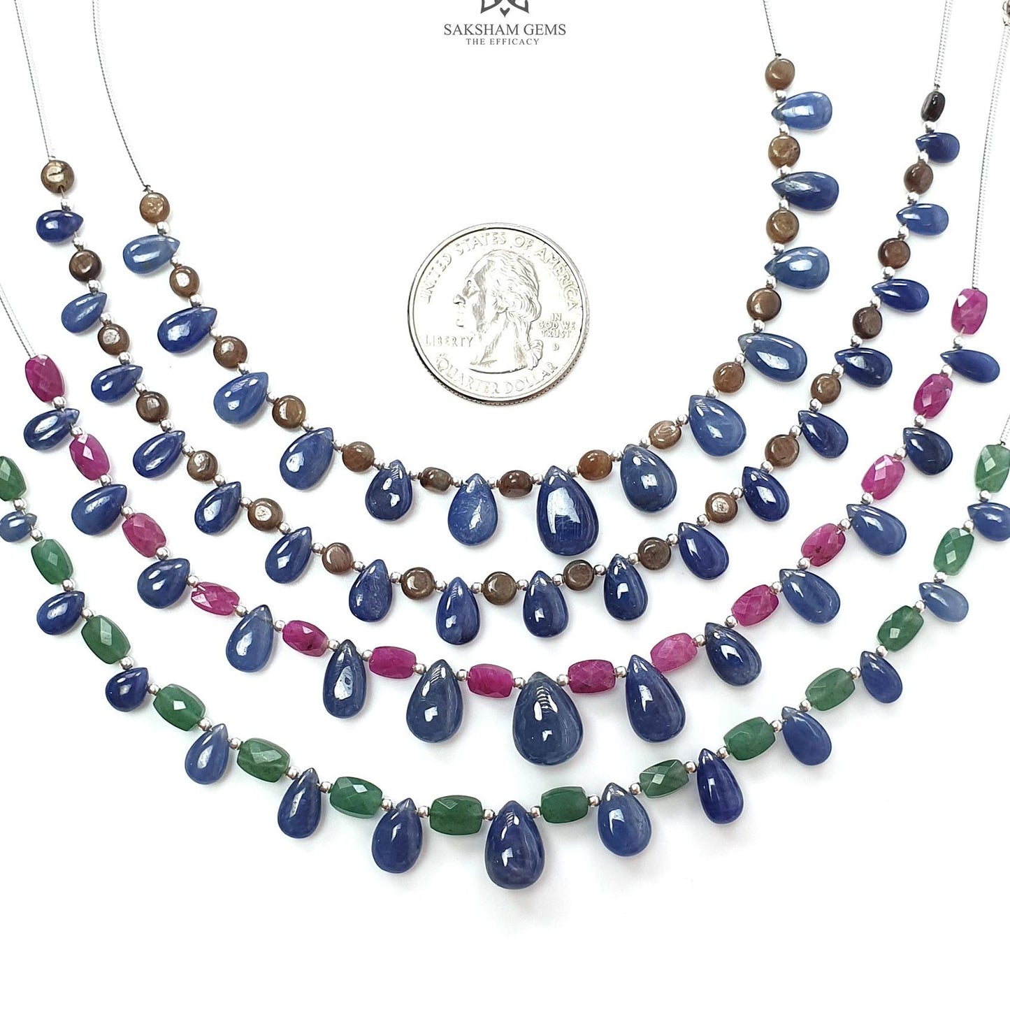 Sapphire Ruby Quartz Plain Beads: Natural Untreated Golden Sapphire Teardrop Cushion Plain 925 Sterling Silver 5"-7" Beads For Bracelet