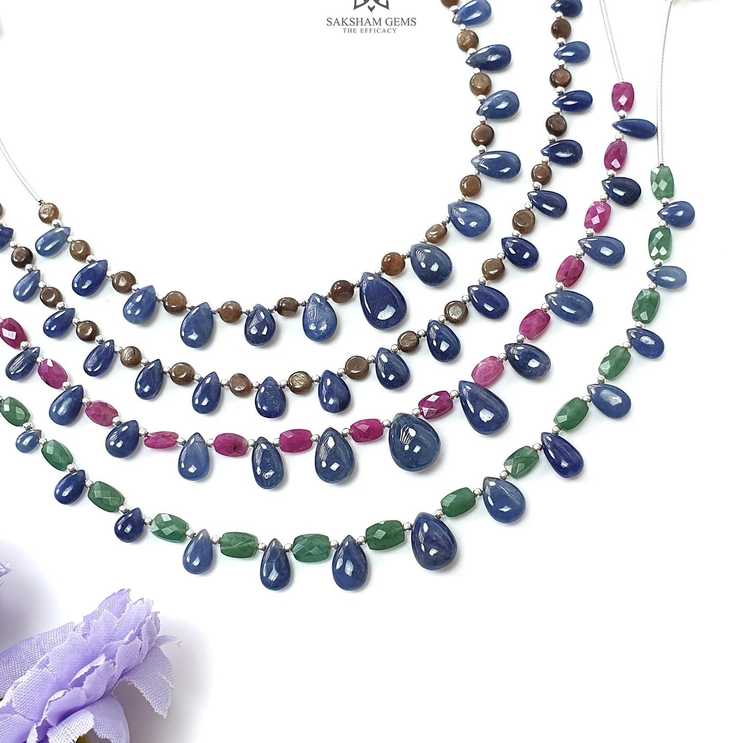 Sapphire Ruby Quartz Plain Beads: Natural Untreated Golden Sapphire Teardrop Cushion Plain 925 Sterling Silver 5"-7" Beads For Bracelet