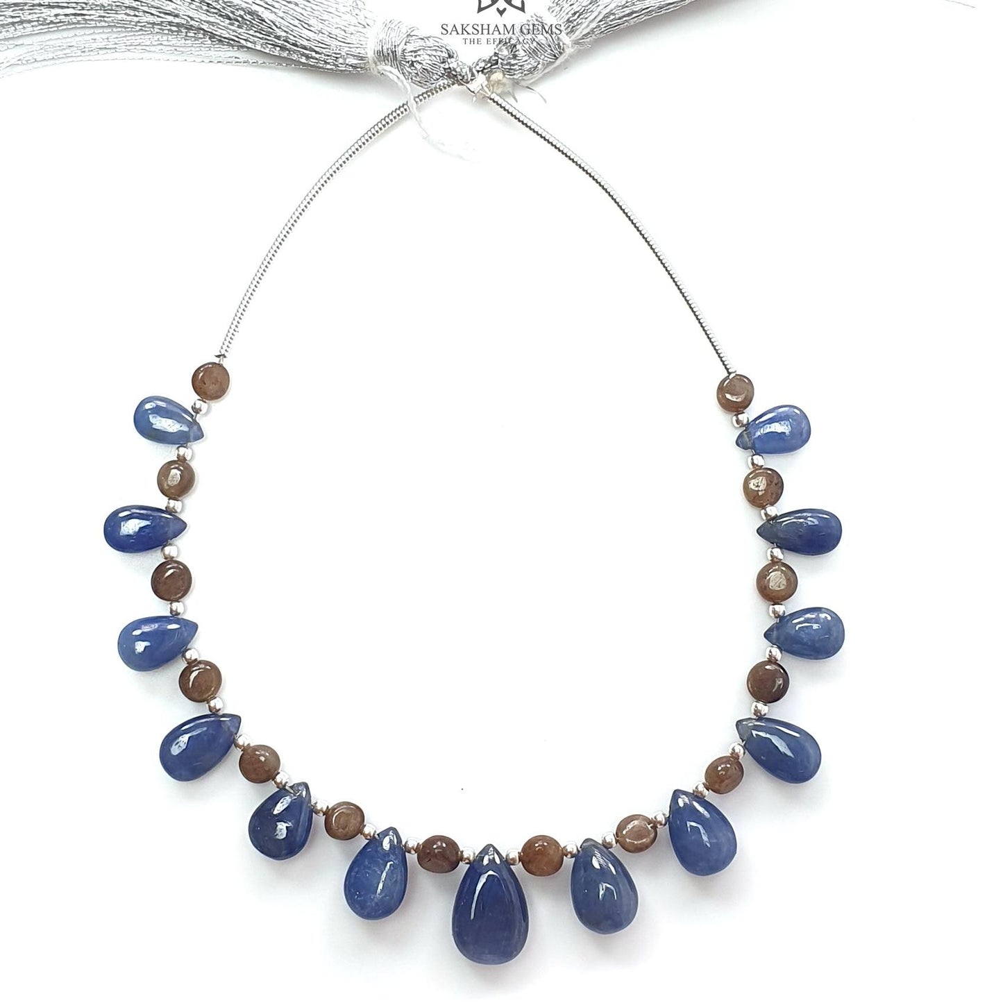 Sapphire Ruby Quartz Plain Beads: Natural Untreated Golden Sapphire Teardrop Cushion Plain 925 Sterling Silver 5"-7" Beads For Bracelet