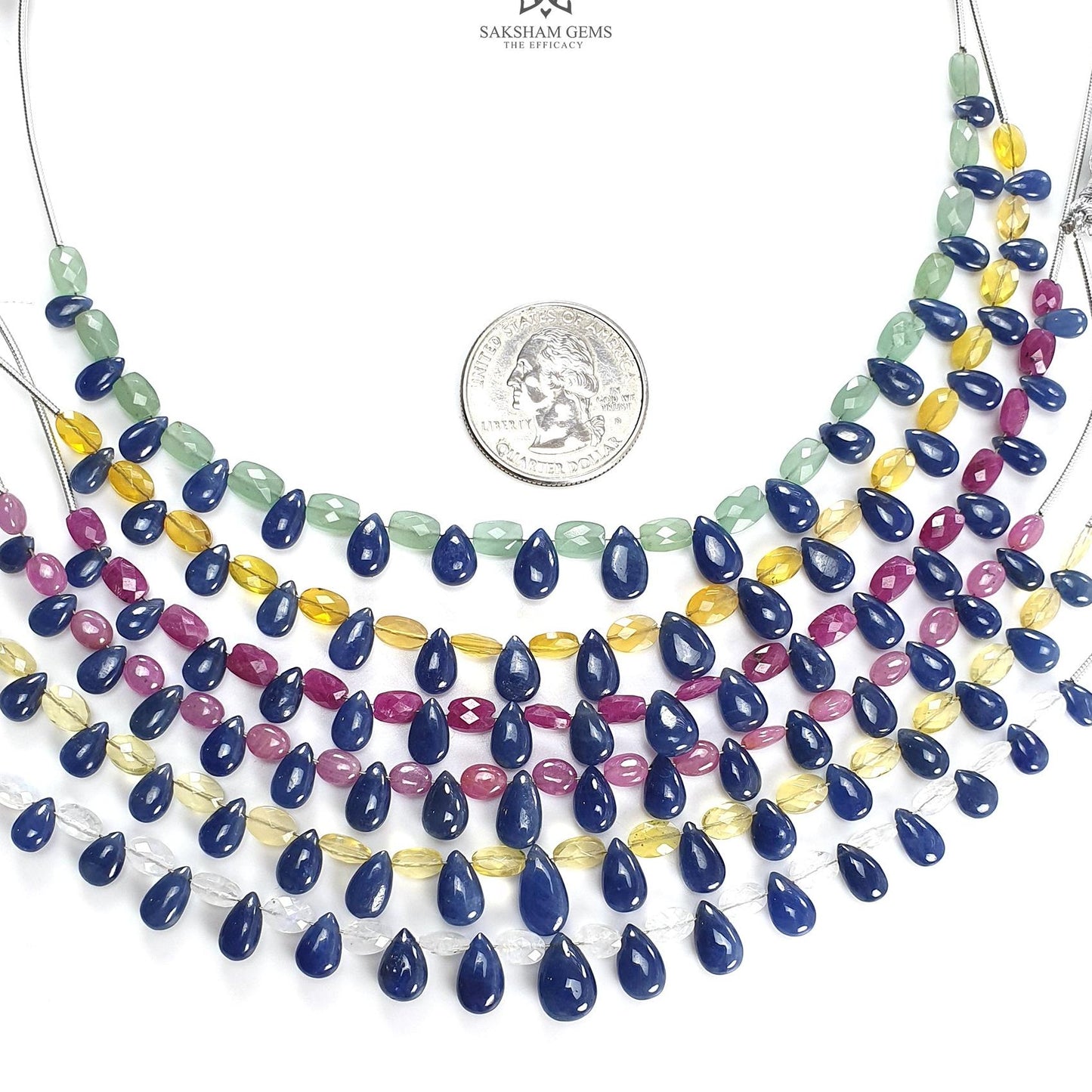 Sapphire Ruby Opal Moonstone Quartz Plain Beads: Natural Untreated Blue Sapphire Teardrop Cushion Plain 6"-7" Beads For Bracelet