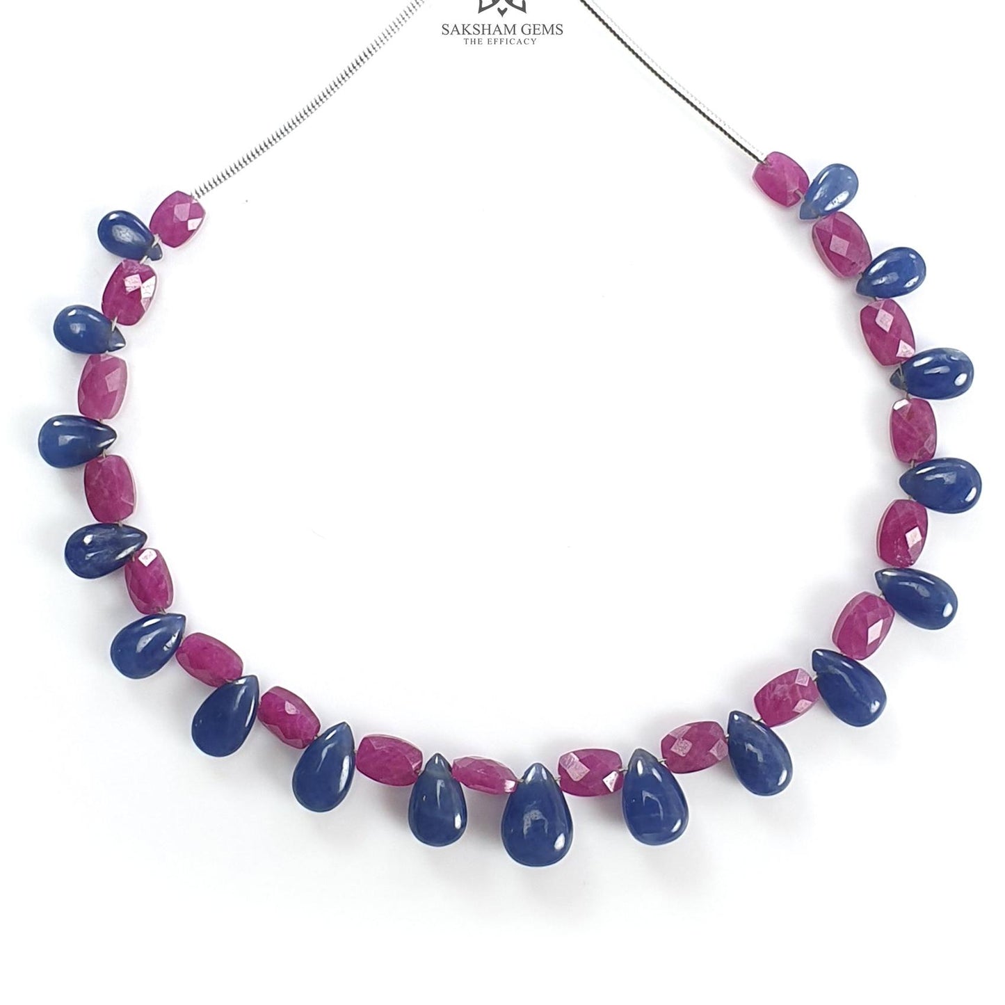 Sapphire Ruby Opal Moonstone Quartz Plain Beads: Natural Untreated Blue Sapphire Teardrop Cushion Plain 6"-7" Beads For Bracelet