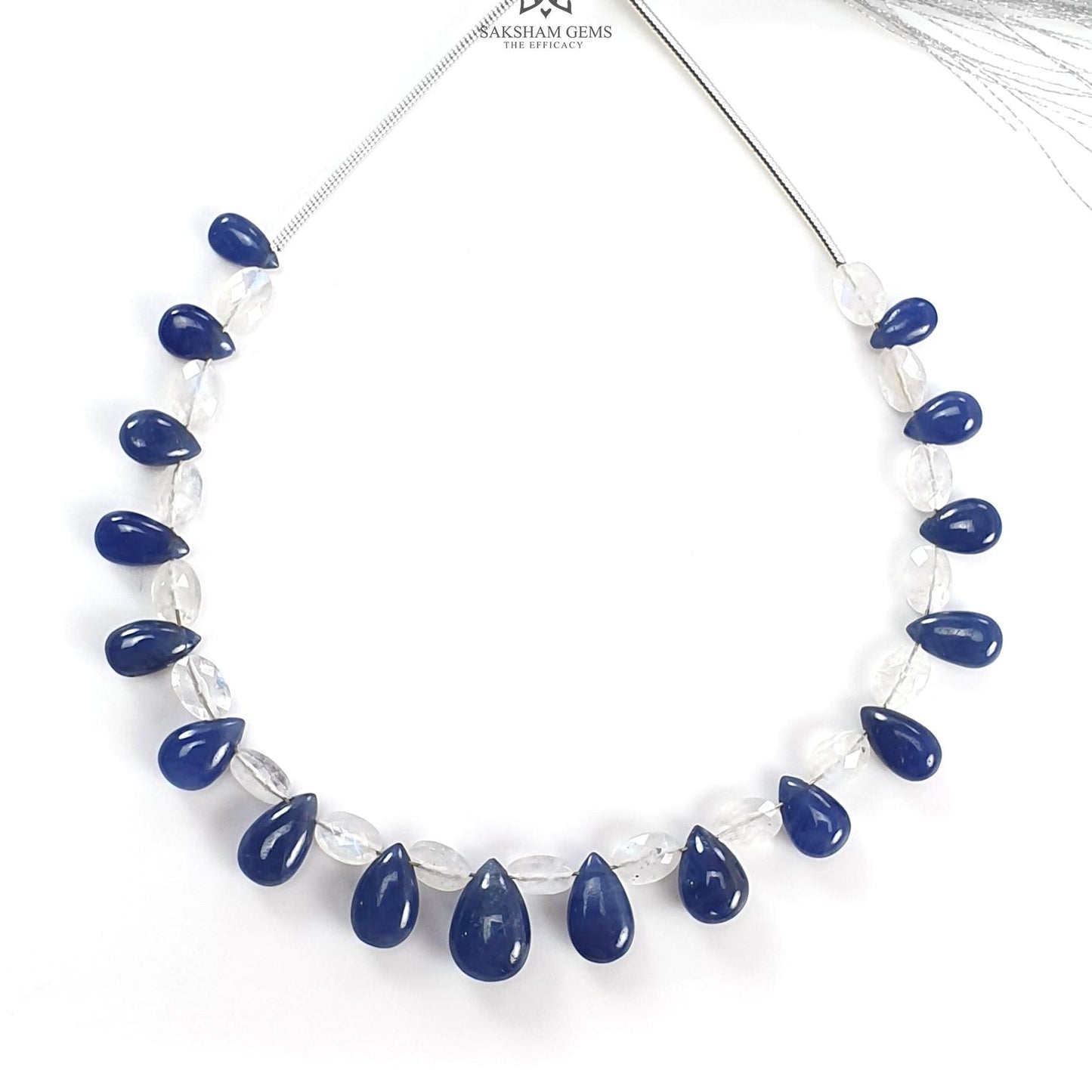Sapphire Ruby Opal Moonstone Quartz Plain Beads: Natural Untreated Blue Sapphire Teardrop Cushion Plain 6"-7" Beads For Bracelet