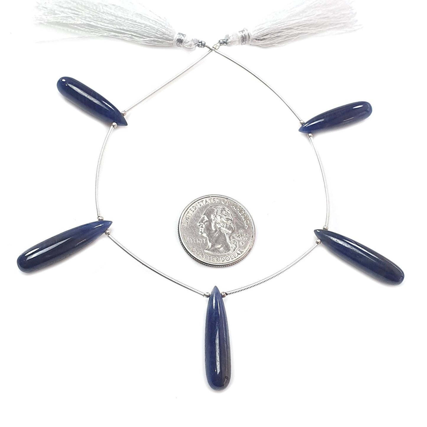 Blue Sapphire Smooth Loose Beads: 82.40cts Natural Untreated Sapphire Plain Teardrops 925 Silver Beads 27mm - 30mm September Birthstone