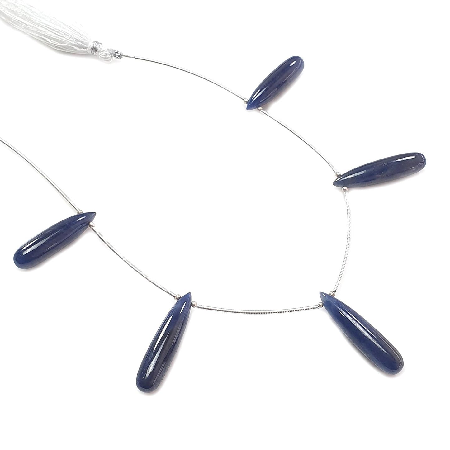 Blue Sapphire Smooth Loose Beads: 82.40cts Natural Untreated Sapphire Plain Teardrops 925 Silver Beads 27mm - 30mm September Birthstone