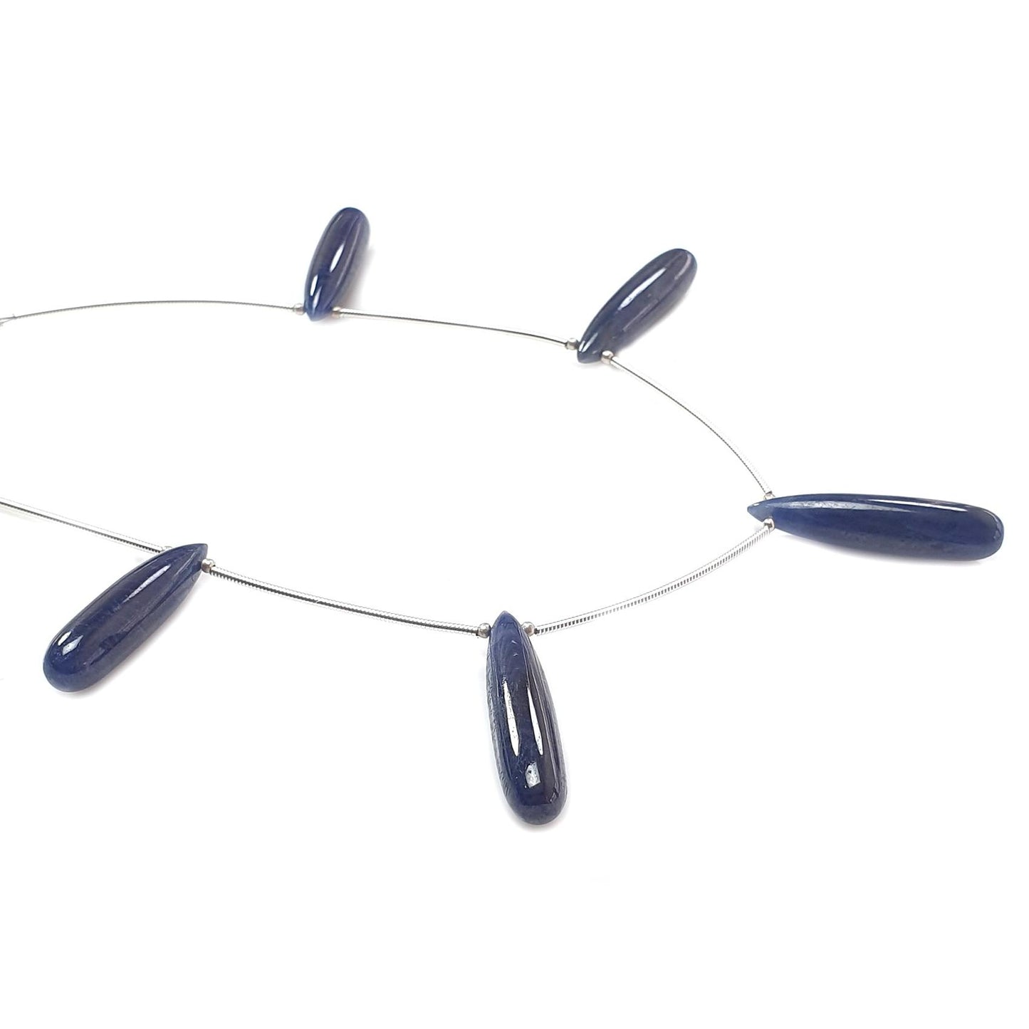 Blue Sapphire Smooth Loose Beads: 82.40cts Natural Untreated Sapphire Plain Teardrops 925 Silver Beads 27mm - 30mm September Birthstone