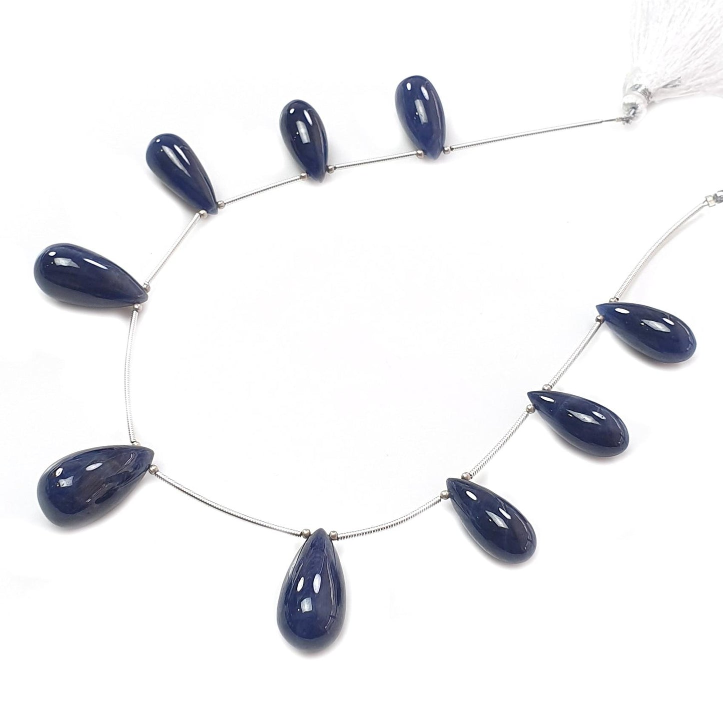 Blue Sapphire Smooth Loose Beads: 183.85cts Natural Untreated Sapphire Plain Teardrops 925 Silver Beads 20mm - 22mm September Birthstone