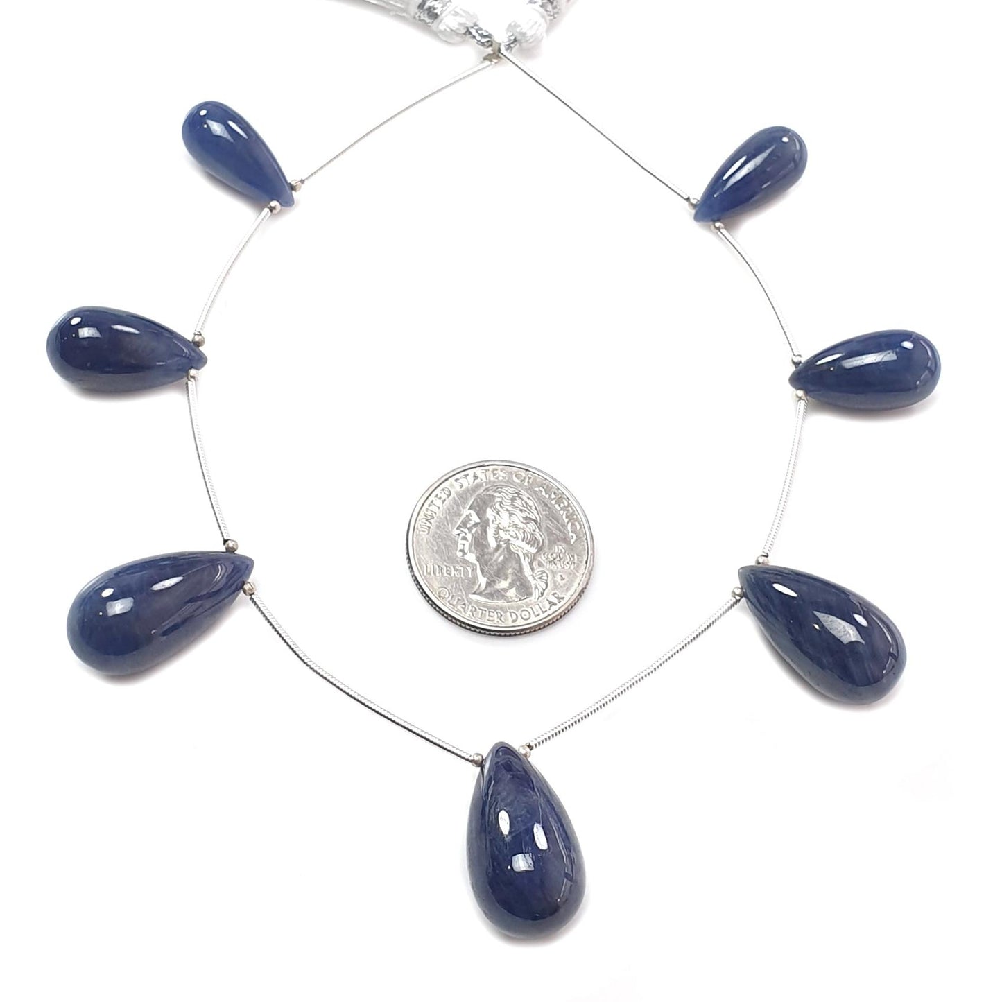 Blue Sapphire Smooth Loose Beads: 189.00cts Natural Untreated Sapphire Plain Teardrops 925 Silver Beads 19mm - 24mm September Birthstone