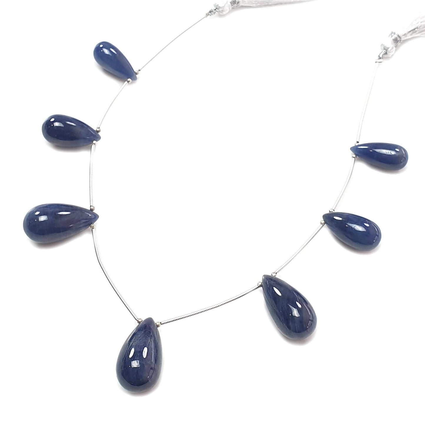 Blue Sapphire Smooth Loose Beads: 189.00cts Natural Untreated Sapphire Plain Teardrops 925 Silver Beads 19mm - 24mm September Birthstone