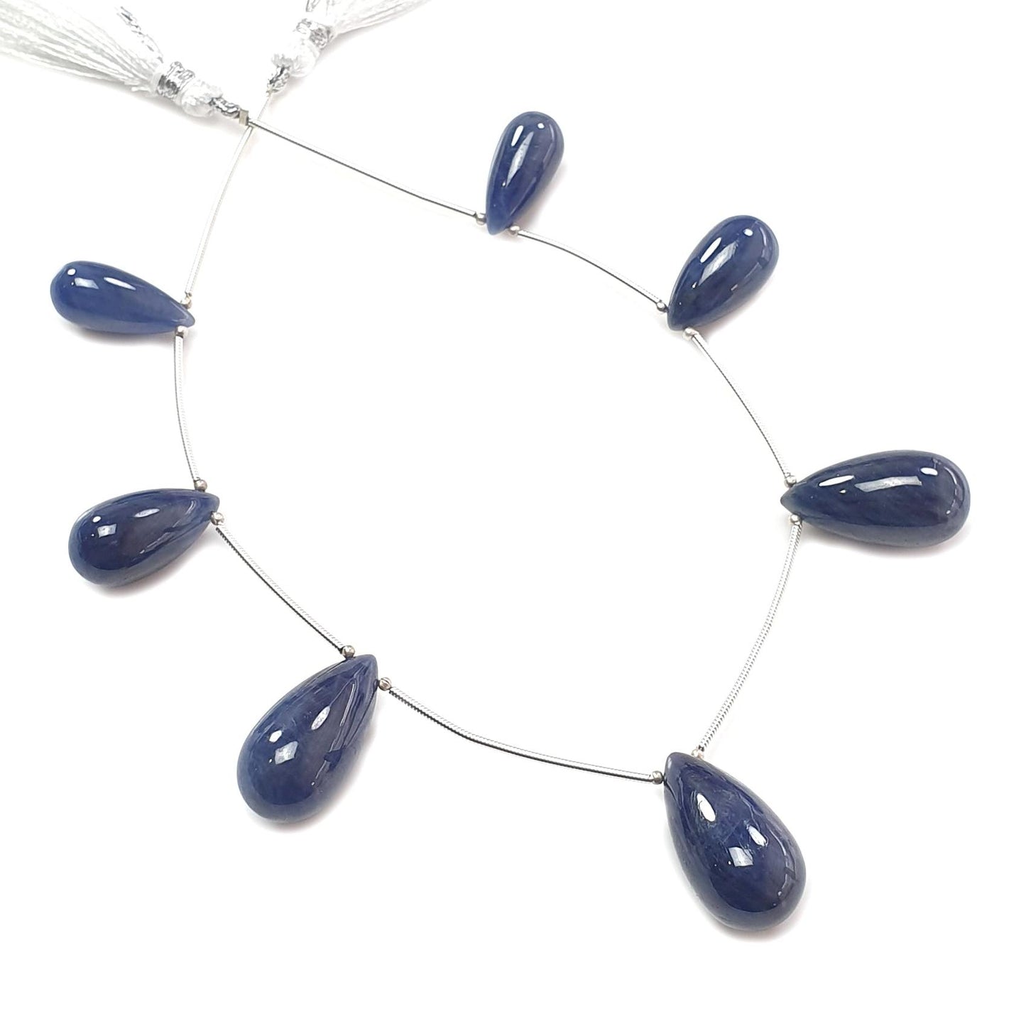 Blue Sapphire Smooth Loose Beads: 189.00cts Natural Untreated Sapphire Plain Teardrops 925 Silver Beads 19mm - 24mm September Birthstone