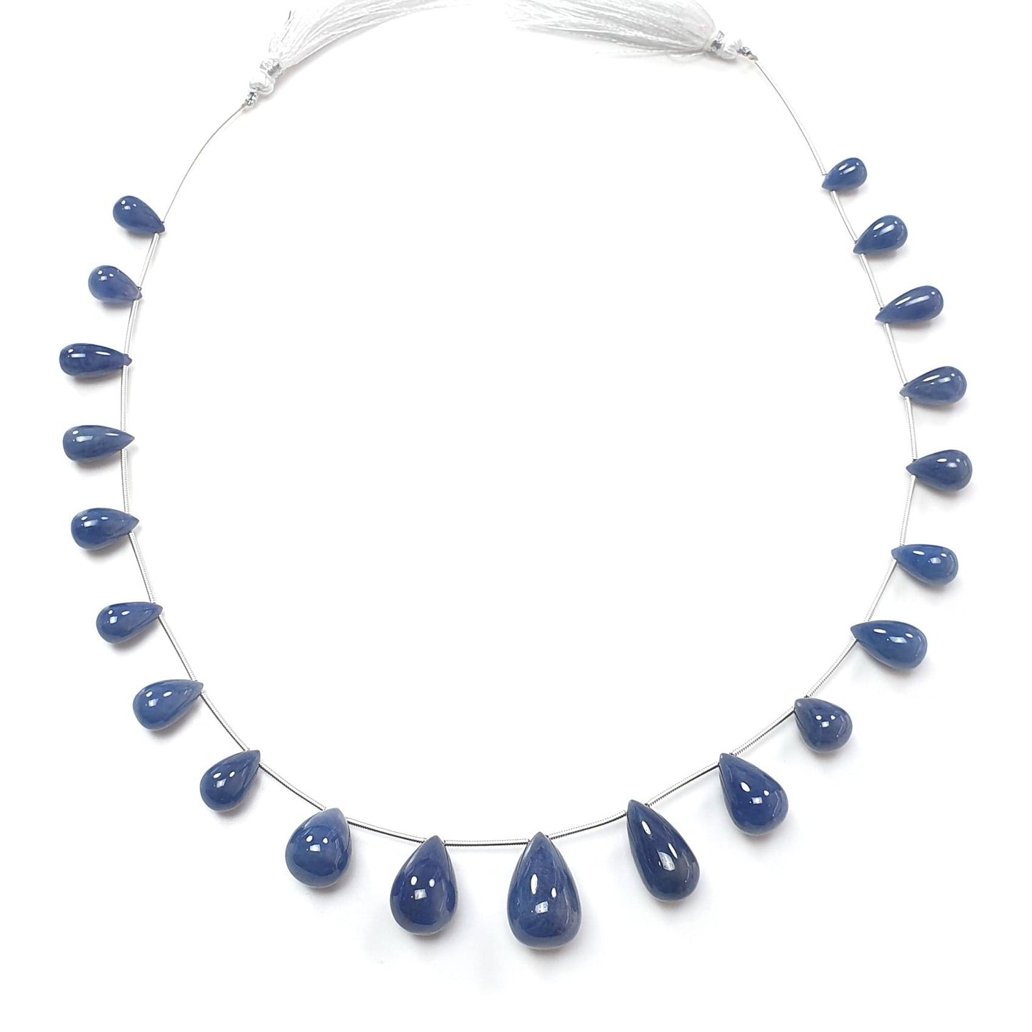 Blue Sapphire Smooth Loose Beads: 256.00cts Natural Untreated Sapphire Plain Teardrops 925 Silver Beads 10mm - 21mm September Birthstone