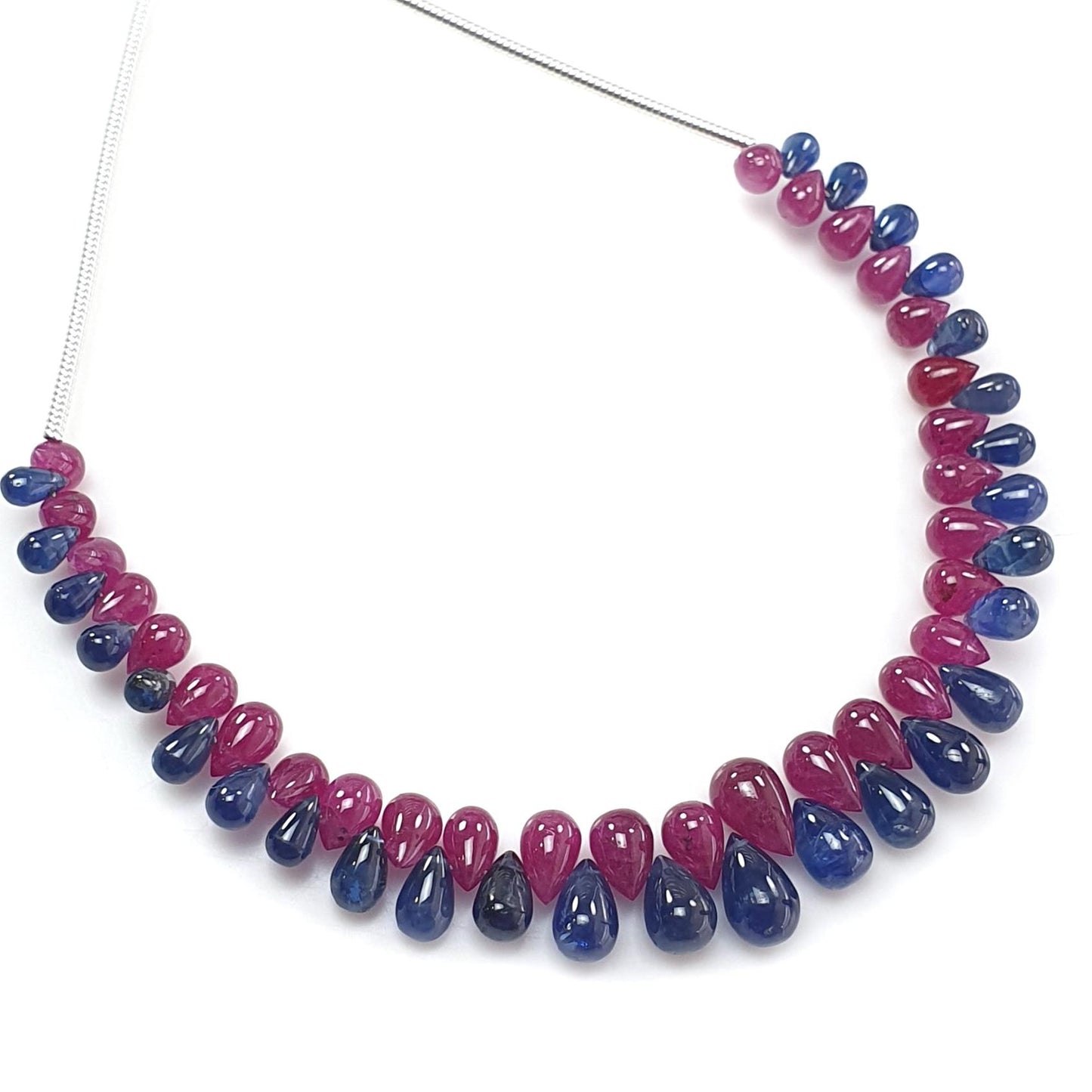 Blue Sapphire, Ruby Teardrop Beads
