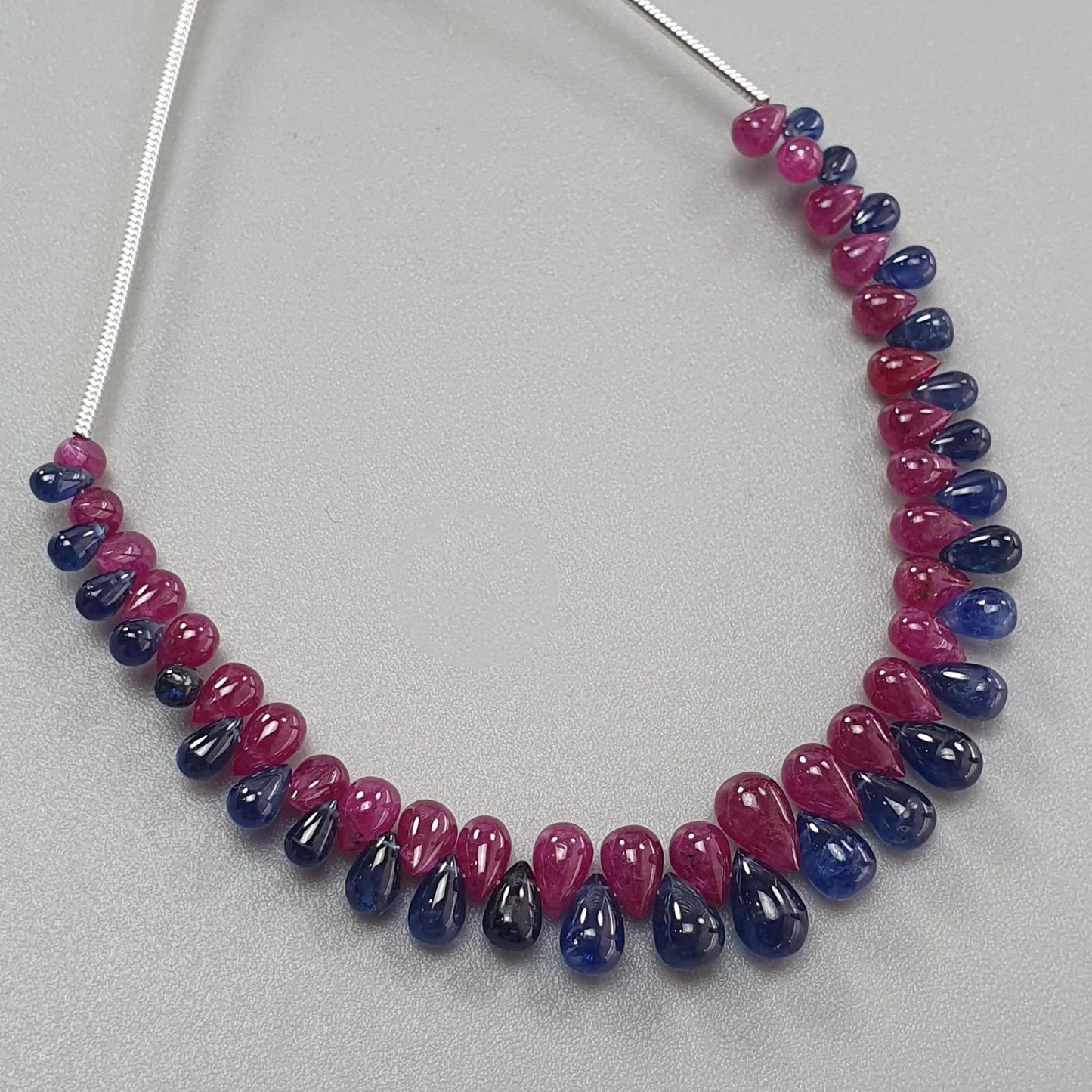 Blue Sapphire, Ruby Smooth Loose Beads: 28.40cts Natural Untreated Sapphire Plain Teardrop Beads 4mm - 7mm 4.5" Strand September Birthstone