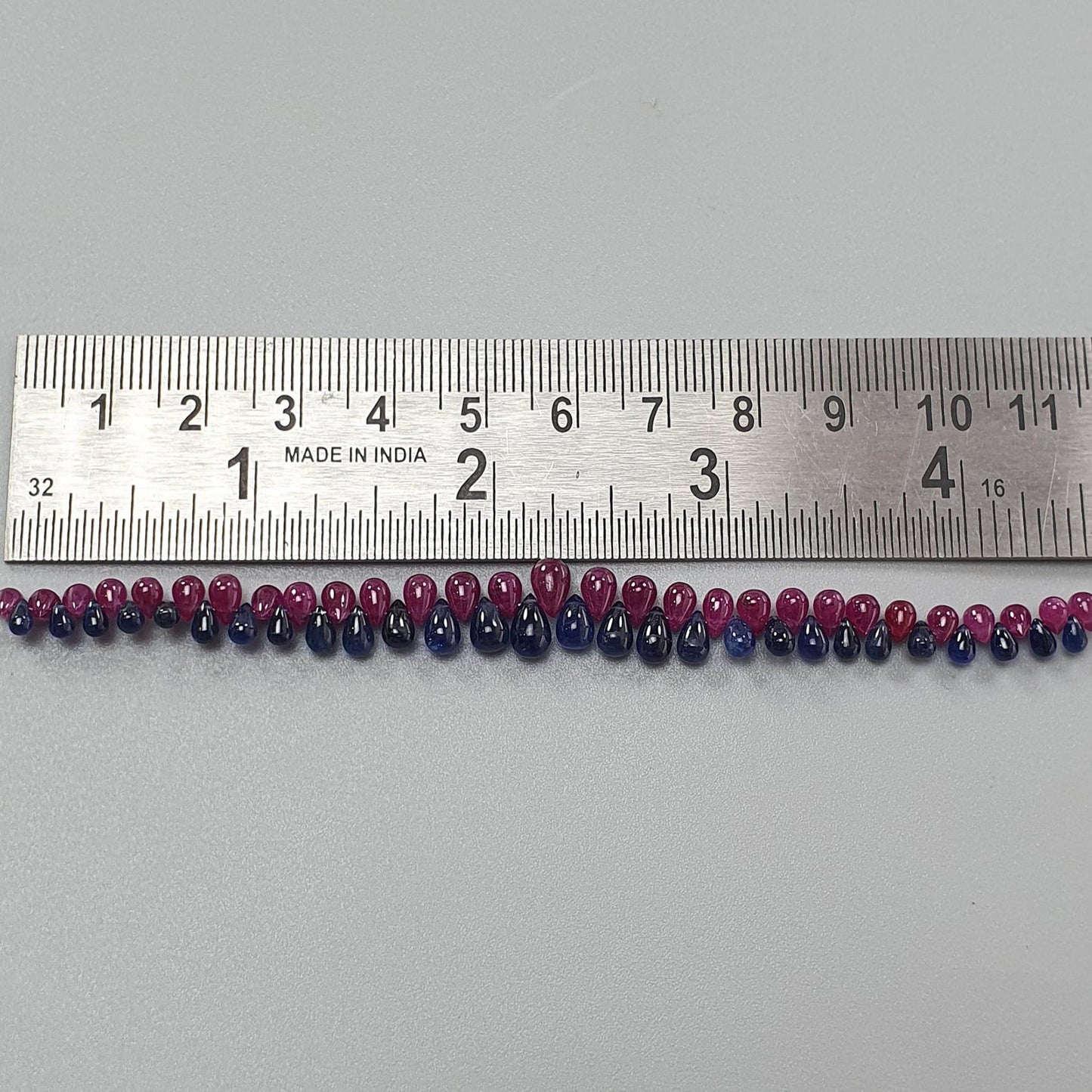 Blue Sapphire, Ruby Smooth Loose Beads: 28.40cts Natural Untreated Sapphire Plain Teardrop Beads 4mm - 7mm 4.5" Strand September Birthstone