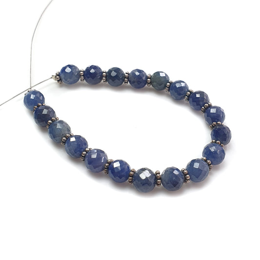 Blue Sapphire Faceted Round Loose Beads