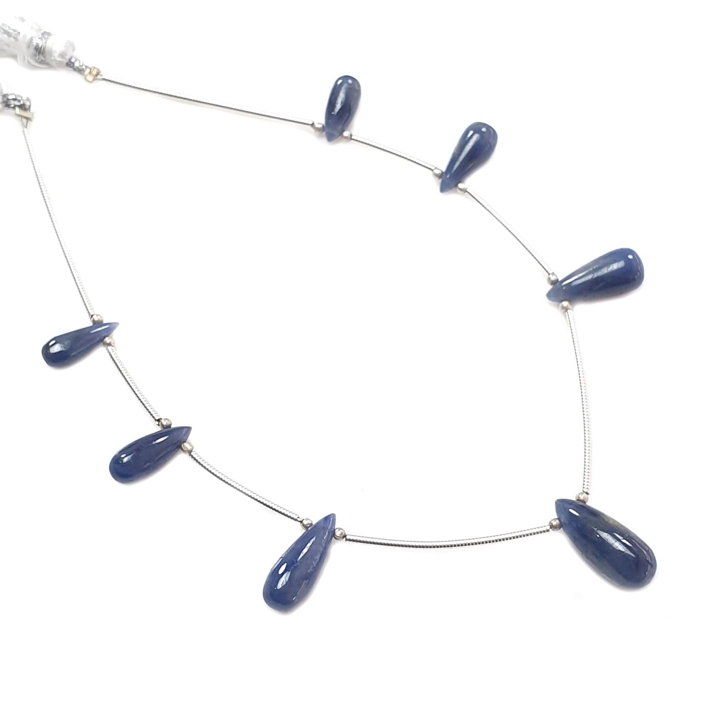 Blue Sapphire Smooth Loose Beads: 30.50cts Natural Untreated Sapphire Plain Teardrops 925 Silver Beads 11mm - 16mm September Birthstone