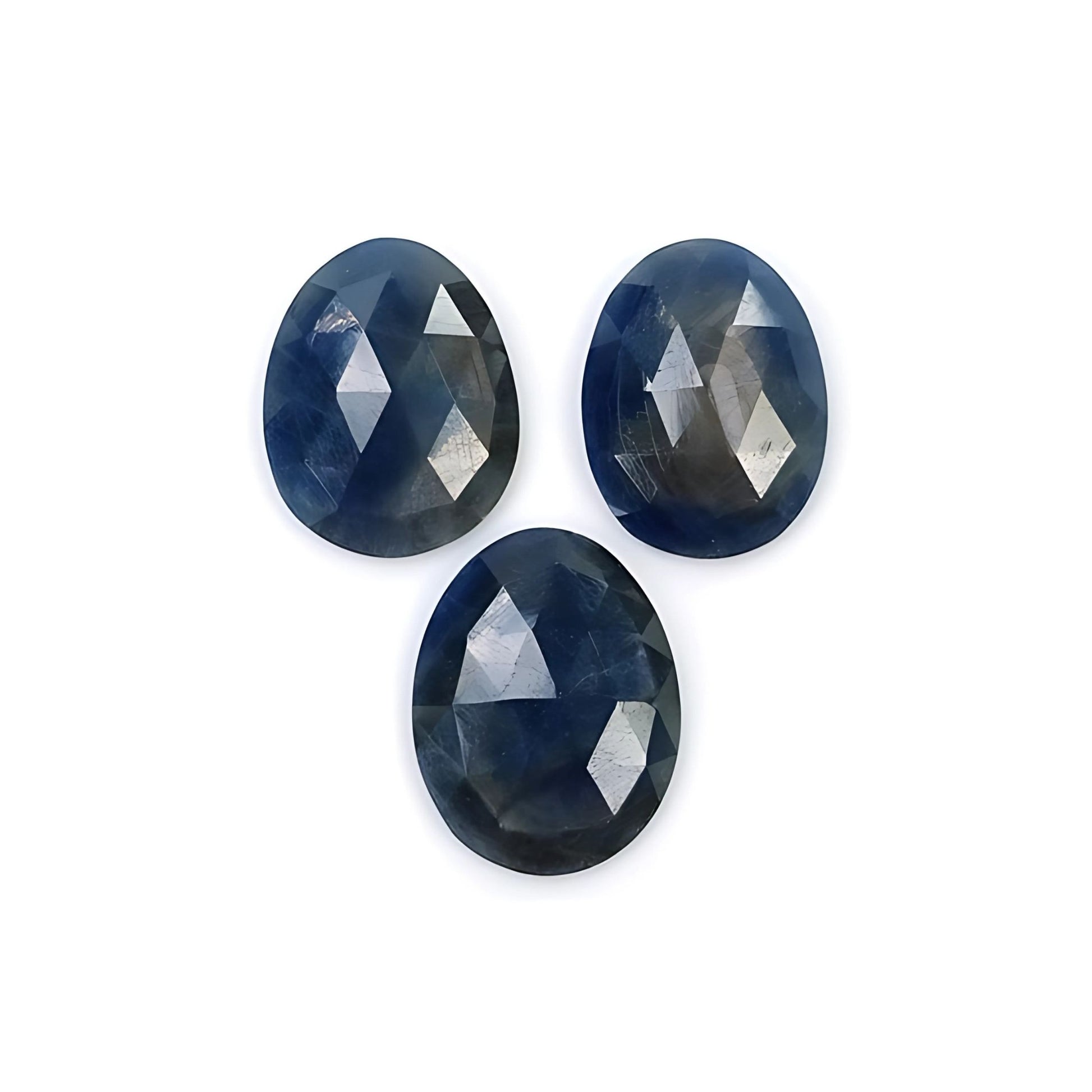 blue sapphire egg shape rose cut slices