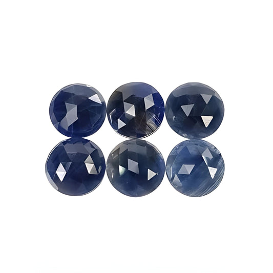 blue sapphire round rose cut slices