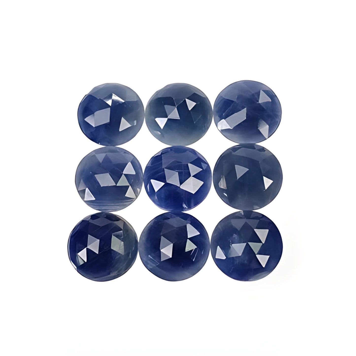 blue sapphire round rose cut slices