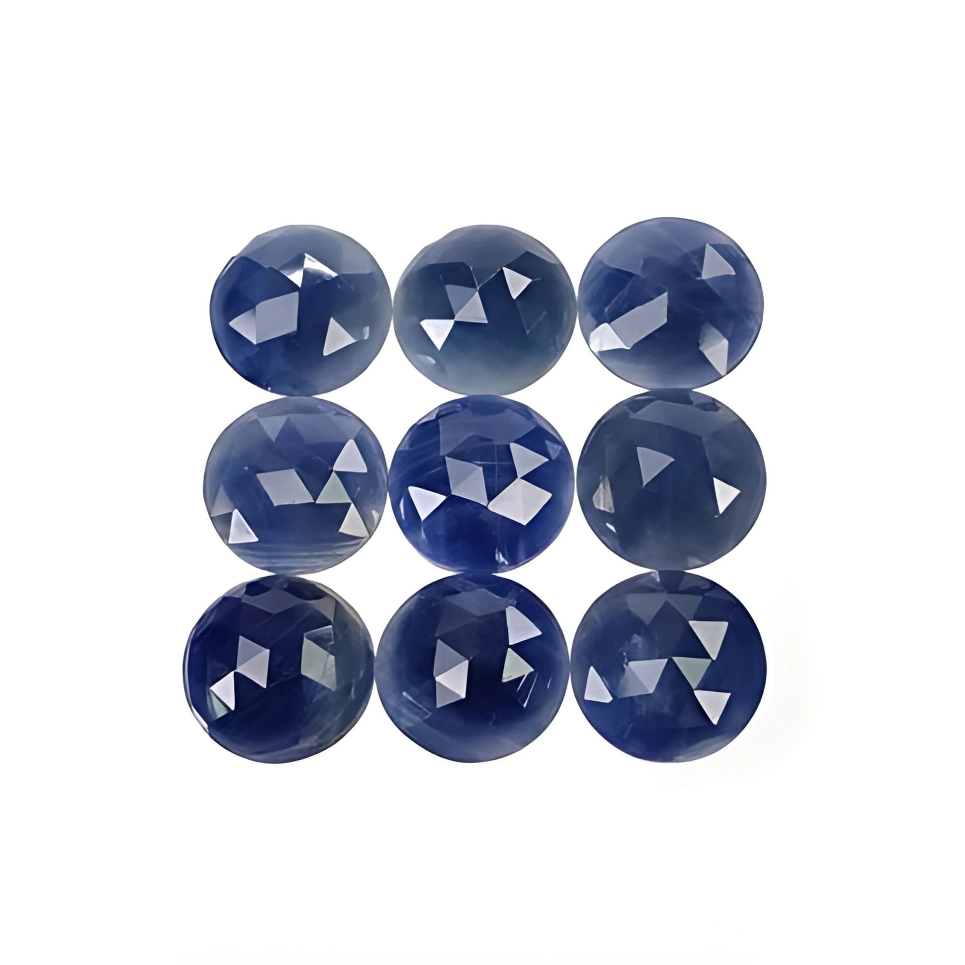 blue sapphire round rose cut slices