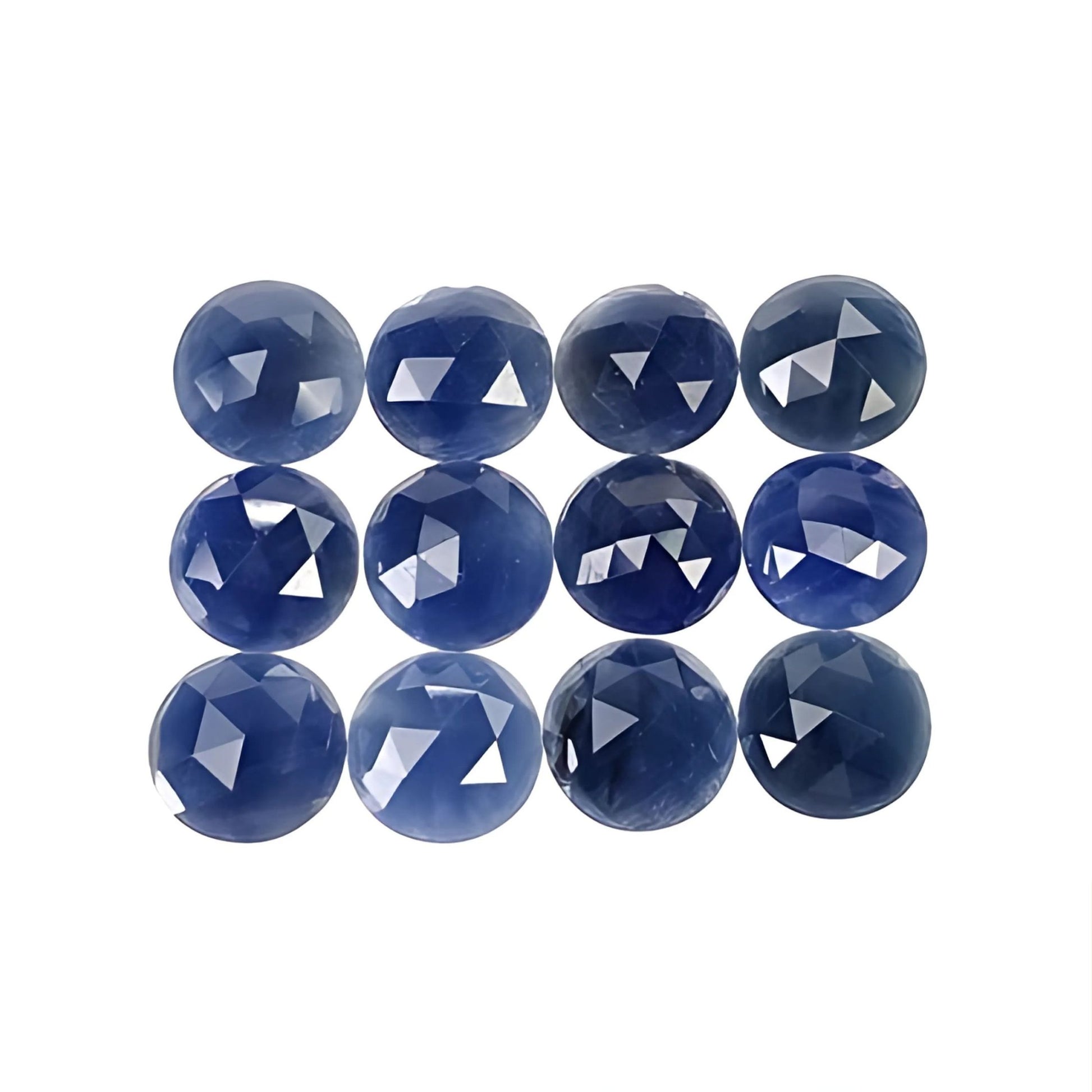 blue sapphire round rose cut slices