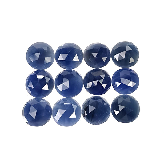 blue sapphire round rose cut slices