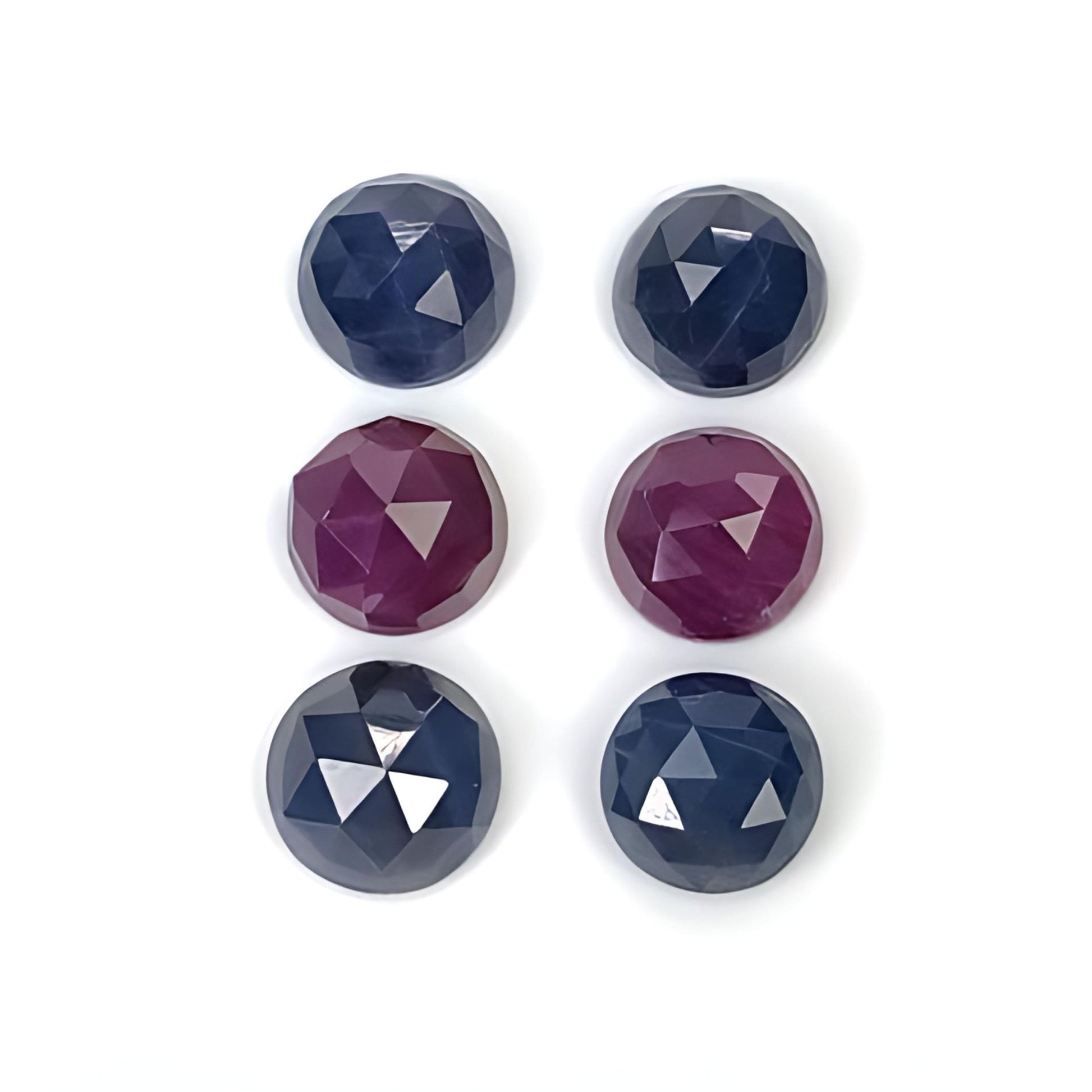 ruby, sapphire round rose cut