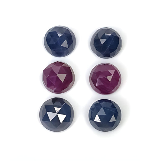 ruby, sapphire round rose cut