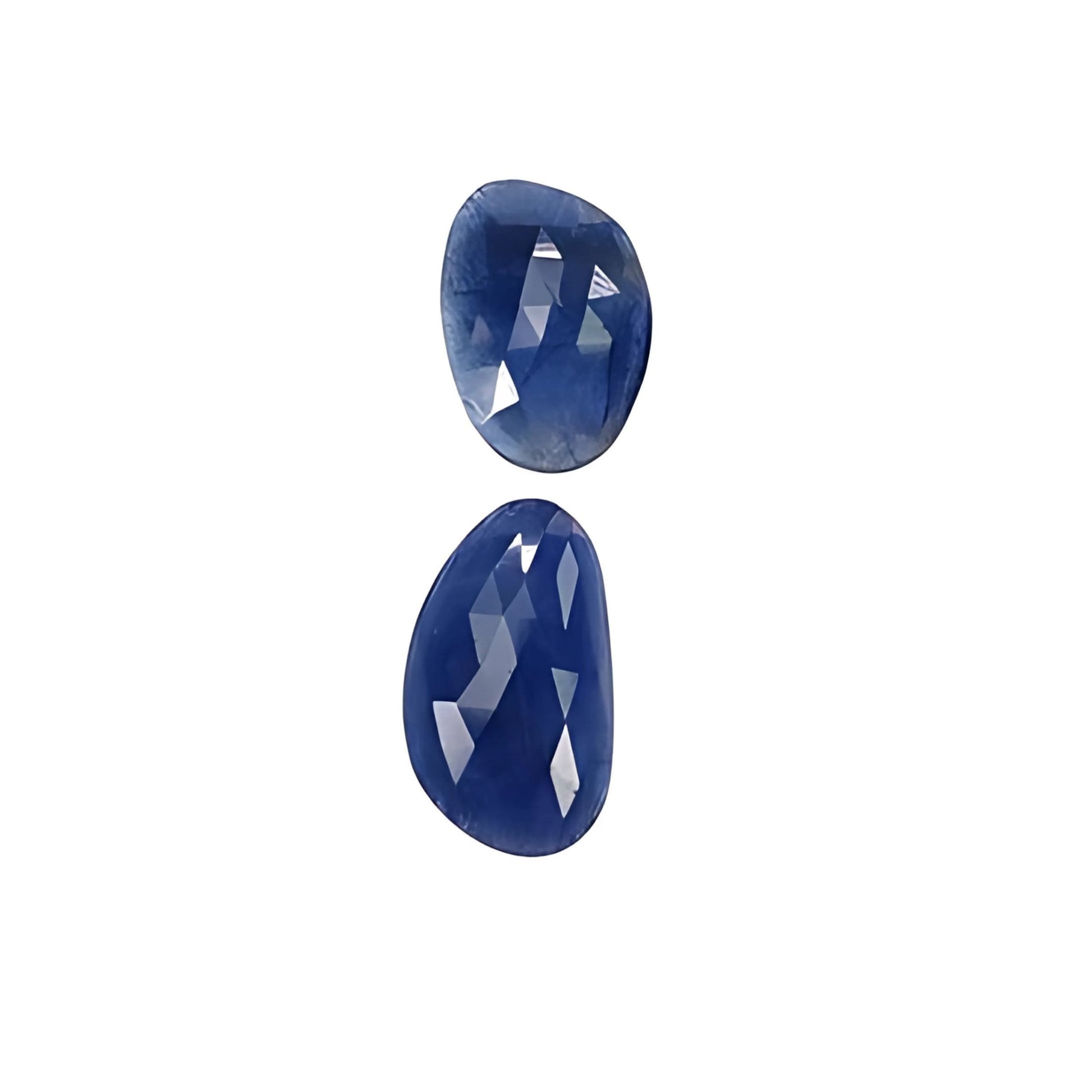 blue sapphire uneven rose cut slices