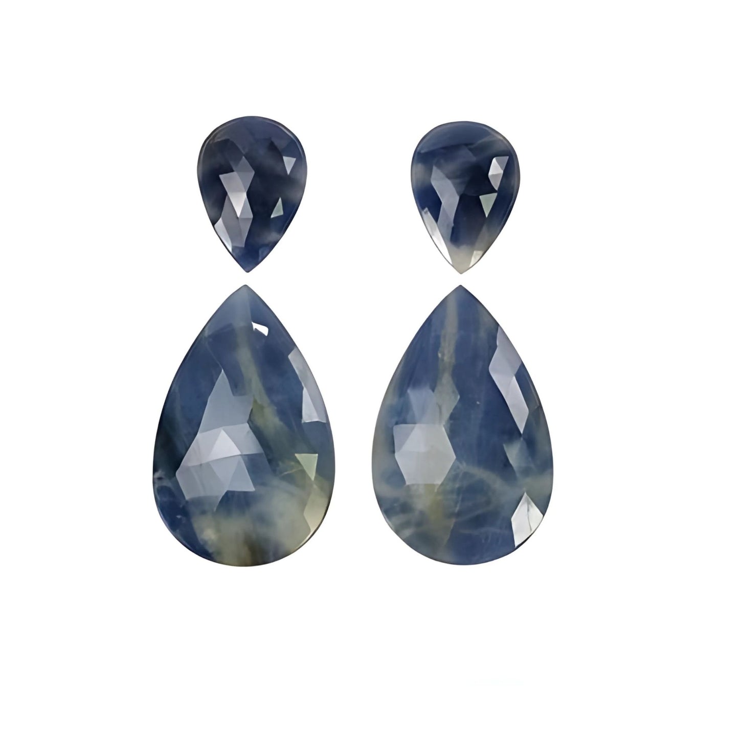 blue sapphire pear rose cut slices