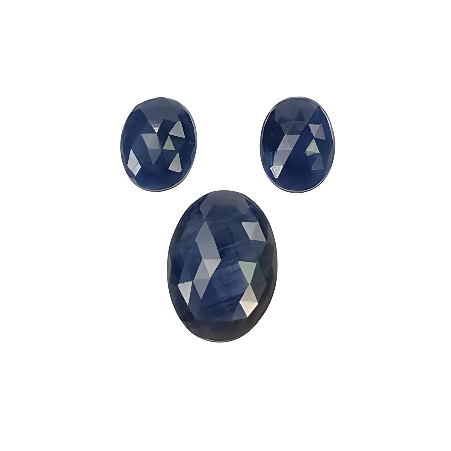 blue sapphire oval rose cut slices