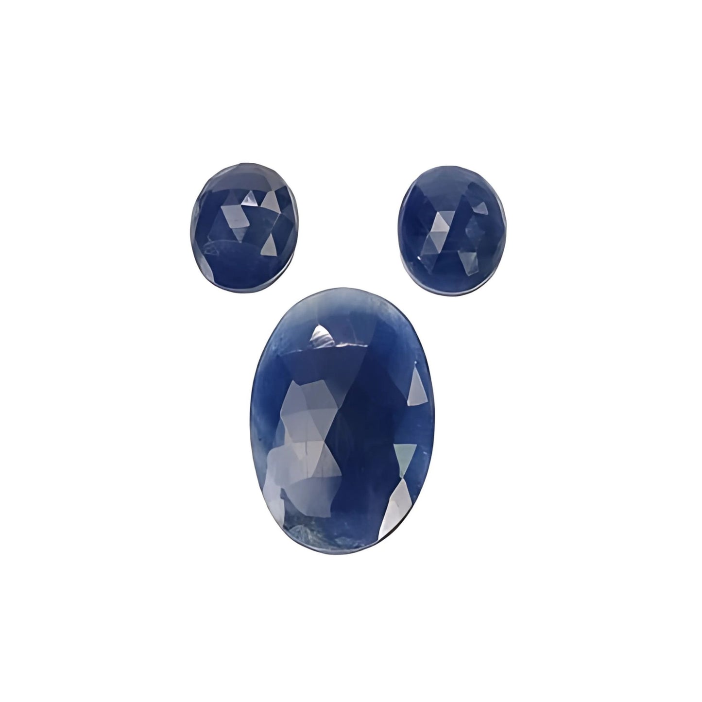 blue sapphire oval rose cut slices