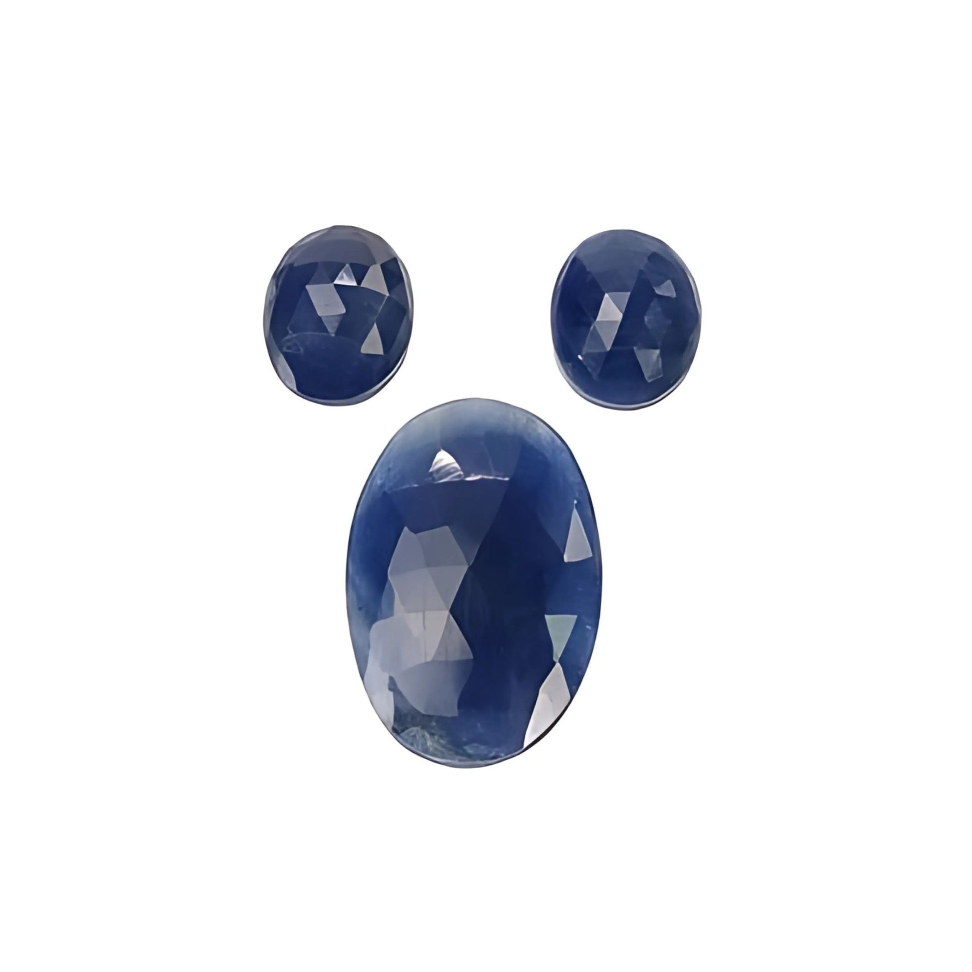 blue sapphire oval rose cut slices
