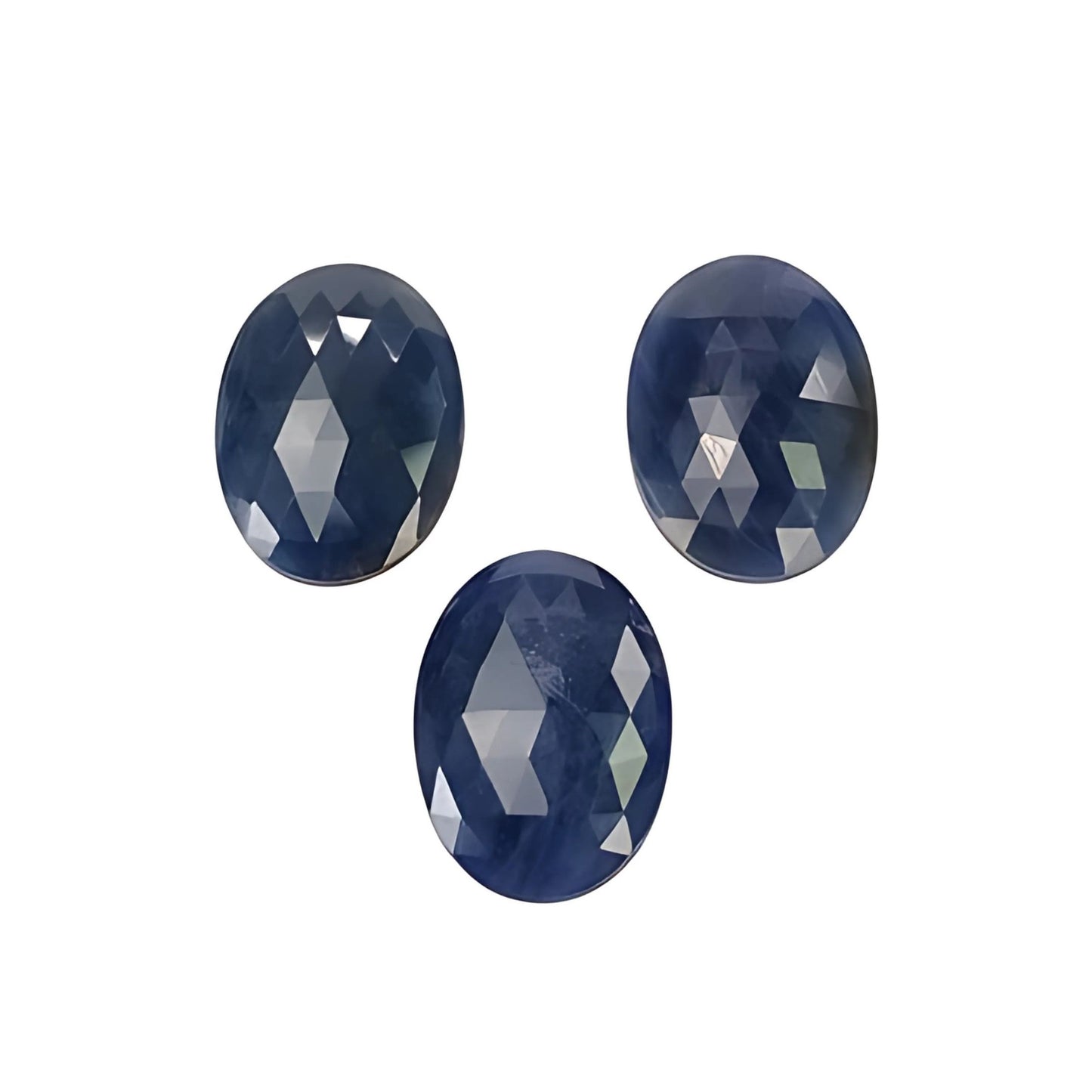 blue sapphire oval  rose cut slices