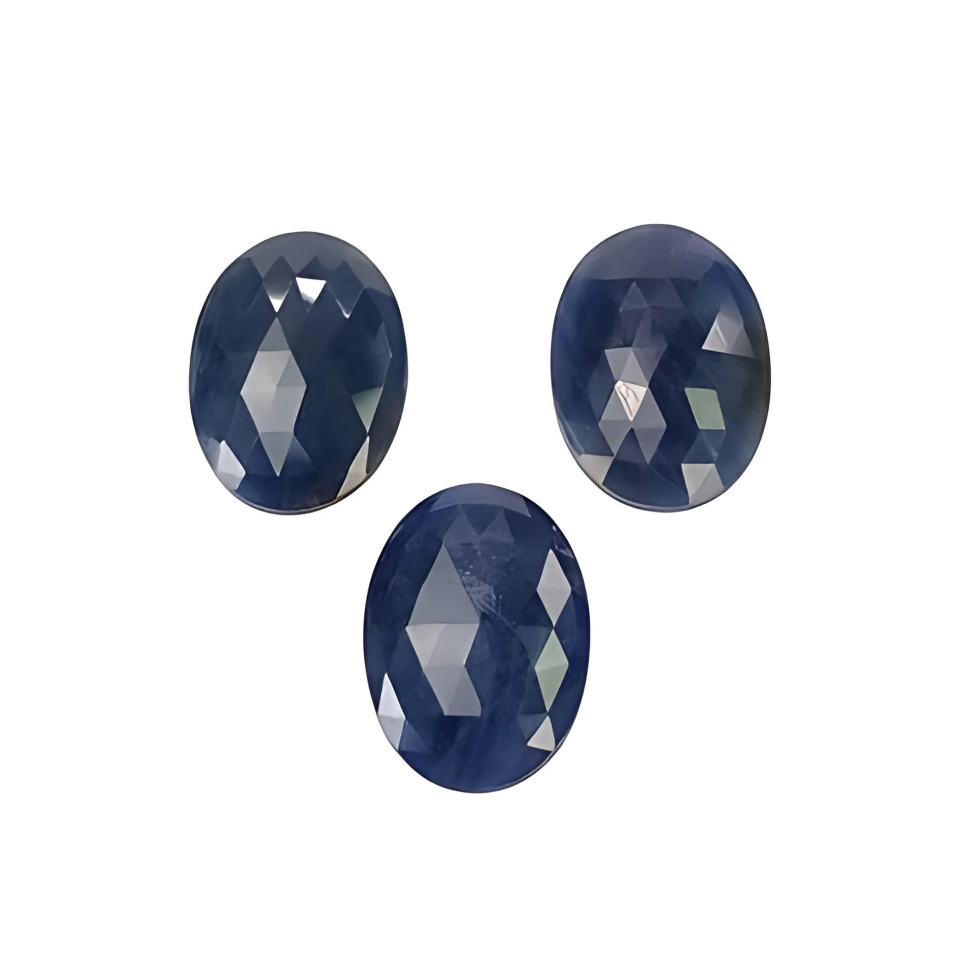 blue sapphire oval  rose cut slices