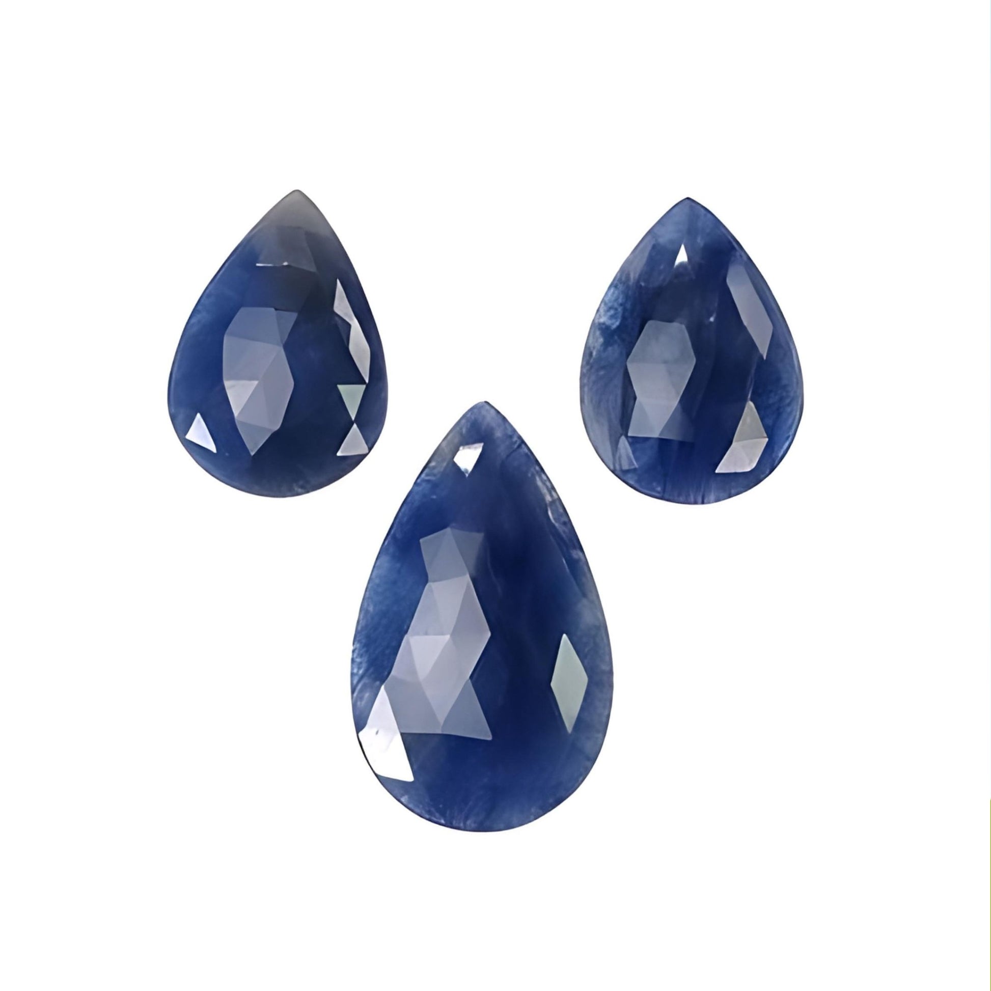 blue sapphire pear rose cut slices