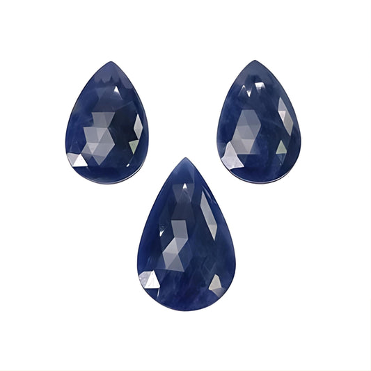 blue sapphire pear rose cut slices