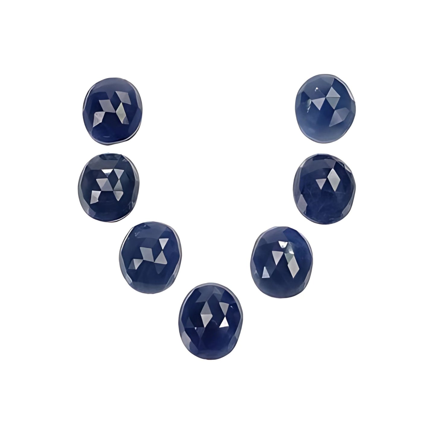 blue sapphire oval rose cut slices