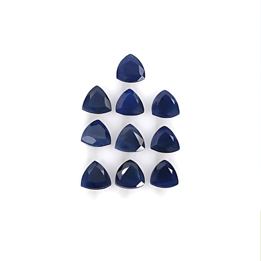 blue sapphire triangle faceted cut