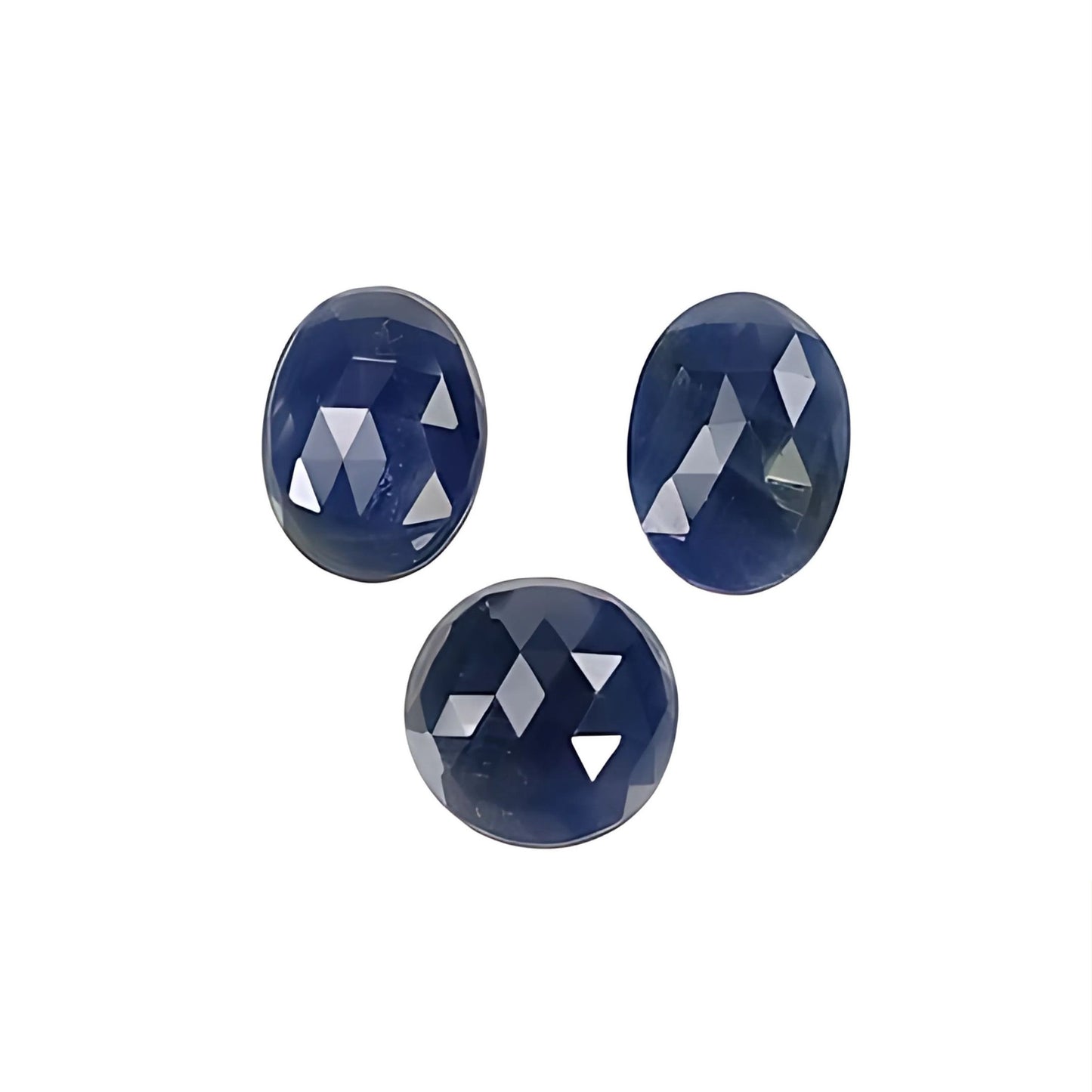 blue sapphire oval, round rose cut