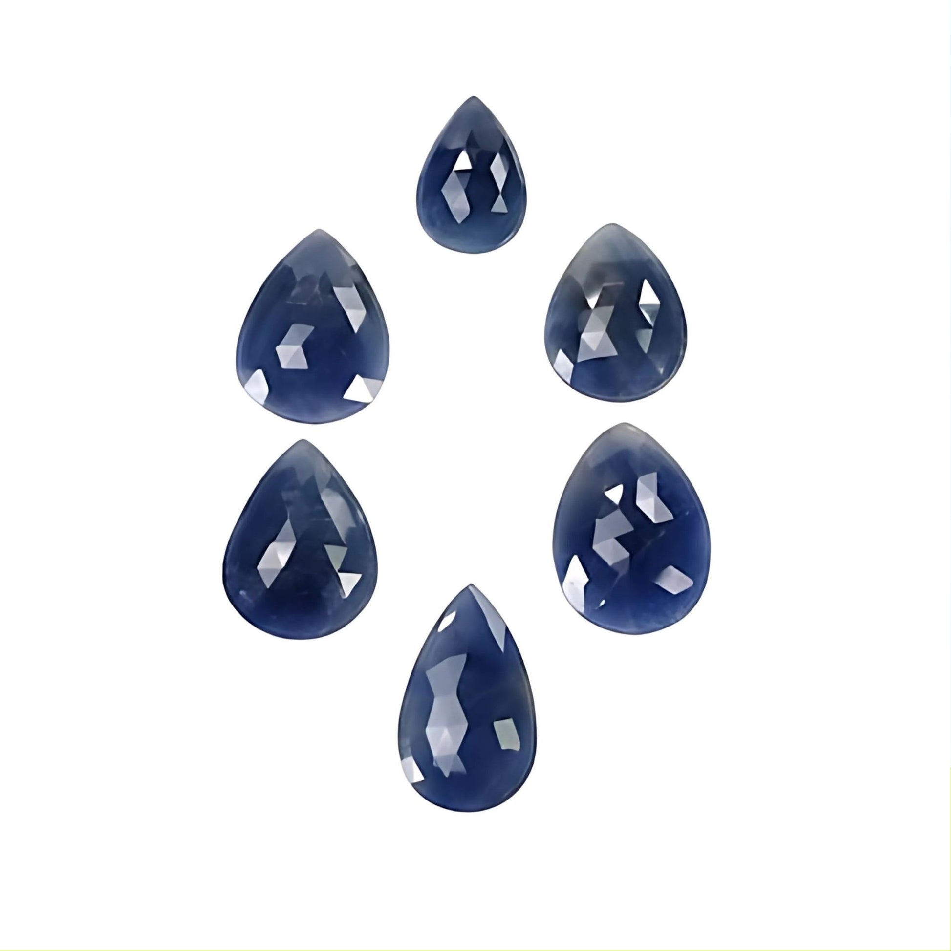 blue sapphire pear rose cut