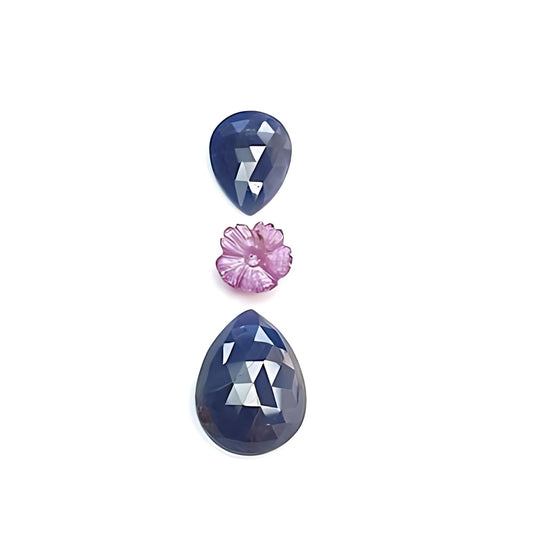 blue sapphire pear rose cut