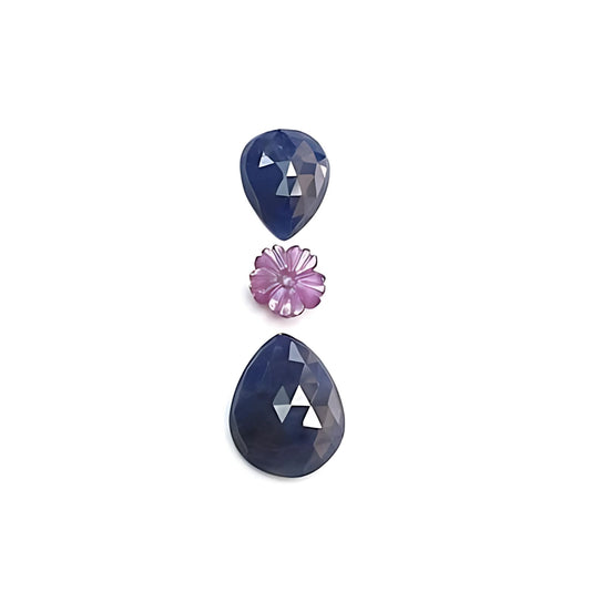 blue, pink sapphire pear rose cut