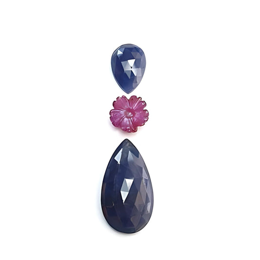 blue sapphire pear rose cut