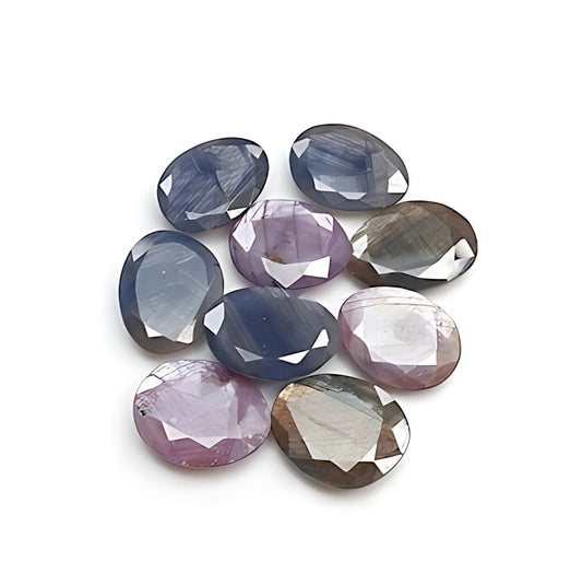 multi sapphire uneven faceted cut