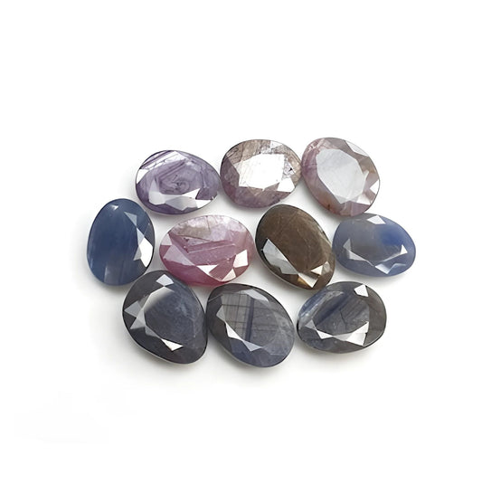 sapphire uneven shape faceted cut