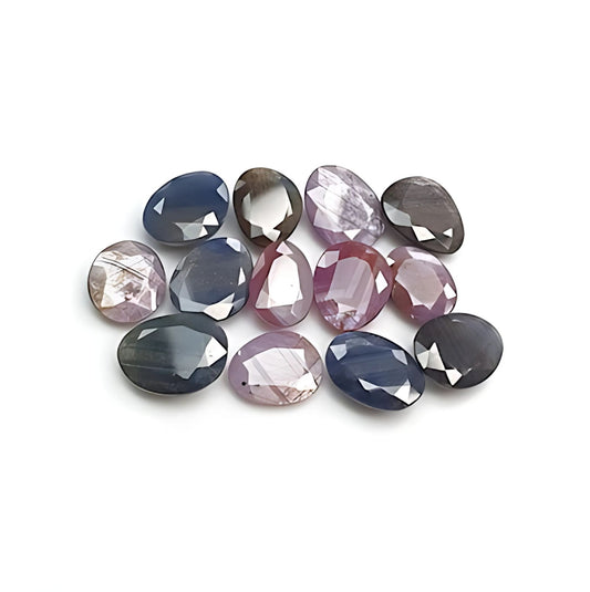 multi sapphire uneven faceted cut