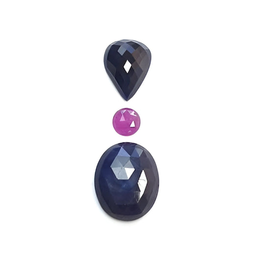 sapphire oval, pear rose cut
