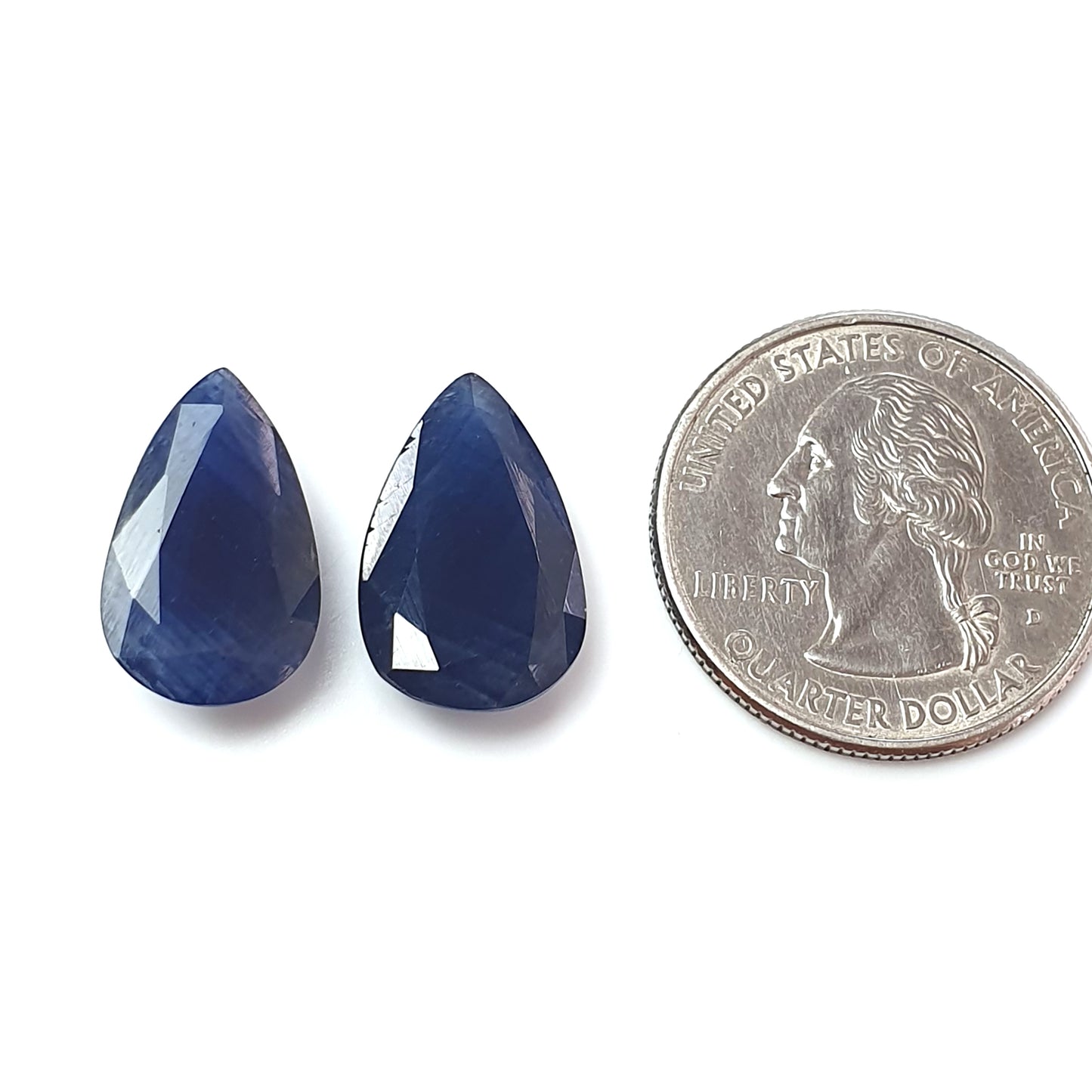 Blue Sapphire Gemstone Fancy Cut : 17.10cts Natural Untreated  Sapphire Both Side Faceted Pear Shape 17*10mm - 18*11mm 2pcs for Jewelry Set