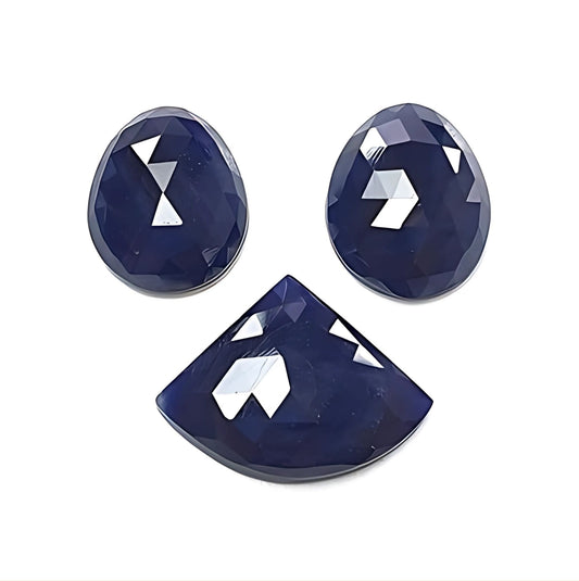 blue sapphire fancy rose cut slices
