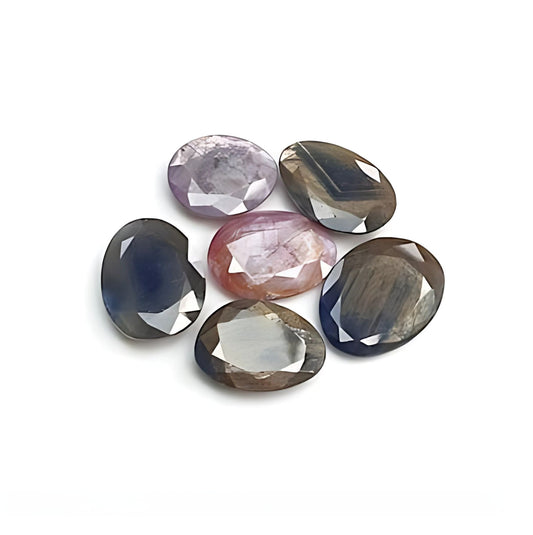 multi sapphire uneven shape faceted cut